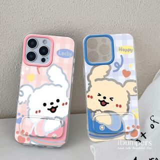 ibumpers Ốp Điện Thoại iPhone Cặp Đôi Dễ Thương Họa Tiết Chó Con Ốp Lưng Điện Thoại Có Chân Đế Thiết Kế Cho IPhone 11 12 13 14 15 16 Pro Max