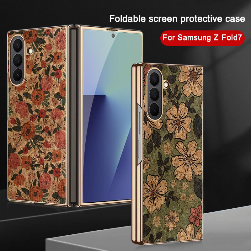 Ốp YJD Dành Cho Samsung Galaxy Z Fold7 Fold6 Fold5 Họa Tiết Cổ Điển Thanh Lịch Mạ Điện Cạnh Chống Rơi Vỏ Điện Thoại