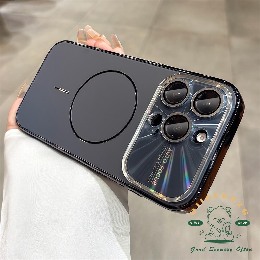 Aurora cửa sổ lớn mờ từ tính Vỏ điện thoại iphone16 Pro Max 15 14 13 12 11 vỏ cho vỏ iPhone Vỏ mềm silicon TPU chống sốc