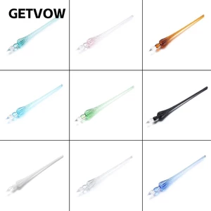 GETVOW 1 Bút nhúng thủy tinh Viết Vintage Chữ ký Đồ dùng vẽ thủ công