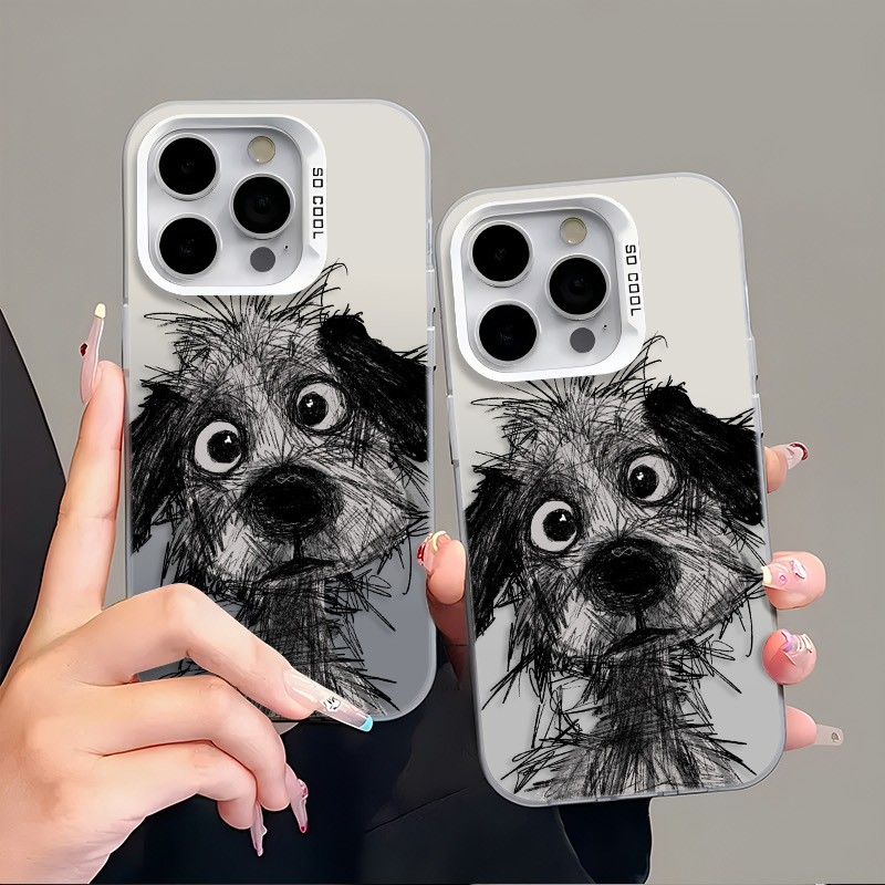 Ốp Lưng iPhone Hình Cún Con Nguệch Ngoạc Đáng Yêu - Tương Thích 16/15/14/13/12/11 Pro Max, XS Max, X