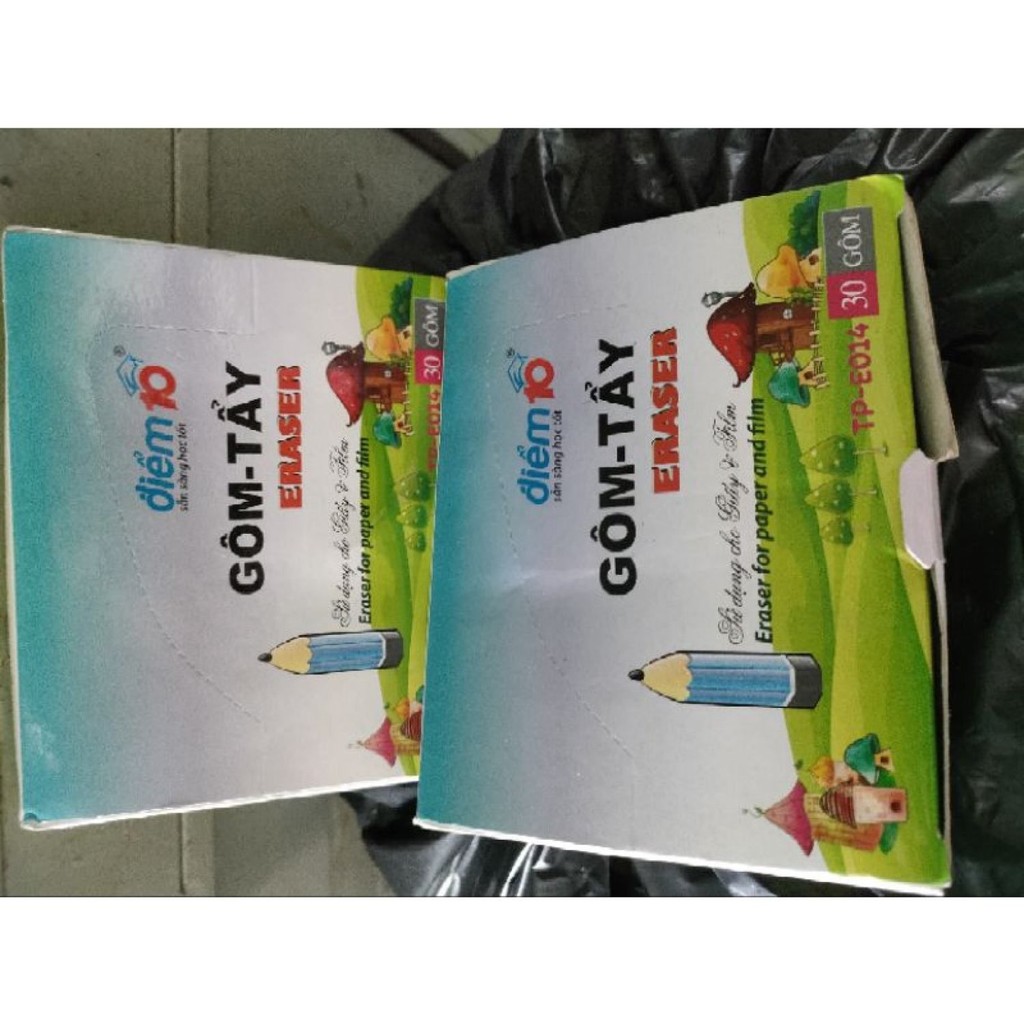 Gôm tẩy chì điểm 10 TP-E014 - 2 viên chất lượng cao, lý tưởng cho học sinh và nghệ sĩ.