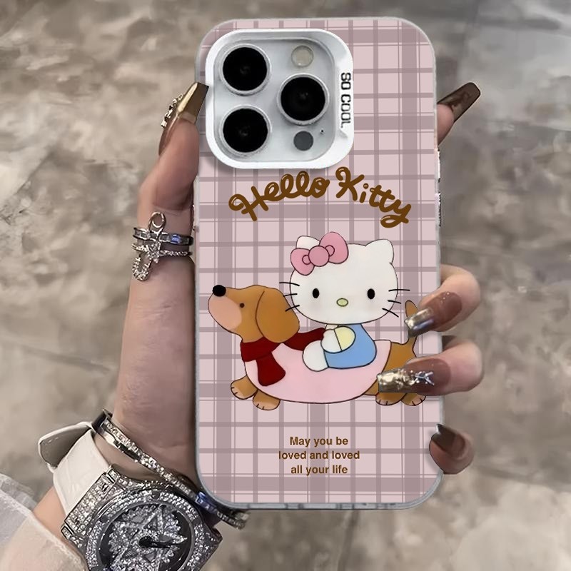 Ốp Lưng iPhone Hình Chó Lạp Xưởng Và Hello Kitty - Tương Thích 16/15/14/13/12/11 Pro Max, XS Max, X