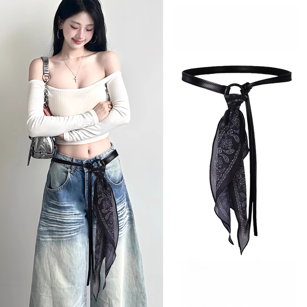 Thắt lưng nữ điều chỉnh được, thiết kế khăn lụa phức tạp, thời trang