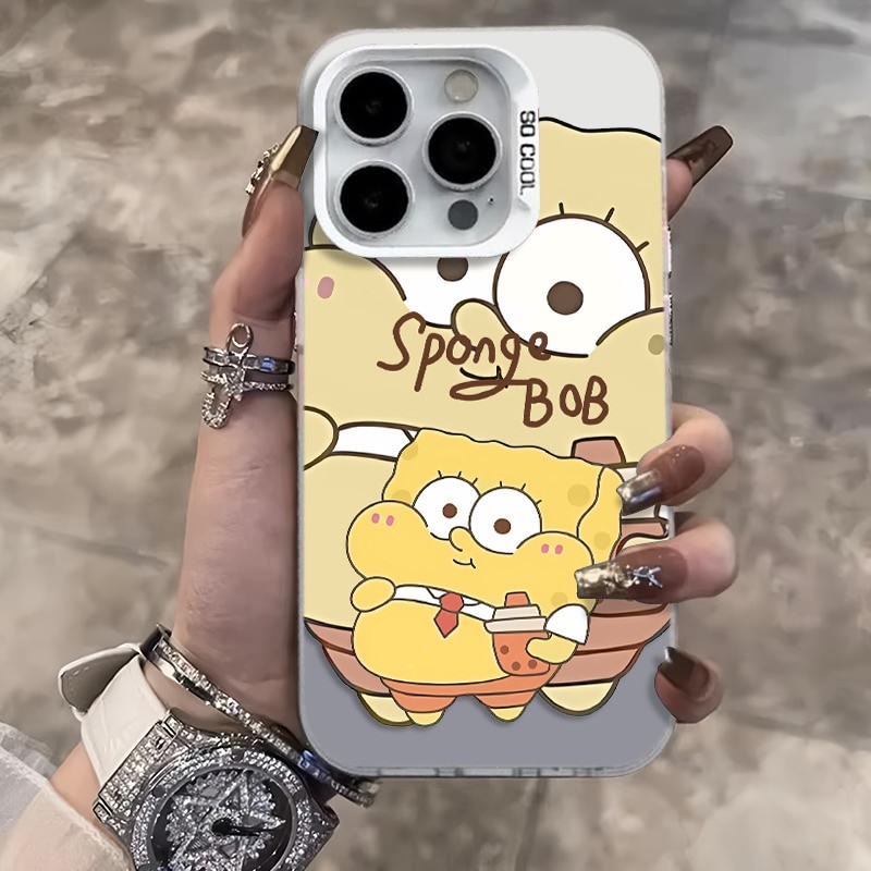 Ốp Lưng iPhone Hình SpongeBob & Patrick Đôi Bạn Thân - Tương Thích 16/15/14/13/12/11 Pro Max, XS Max, X