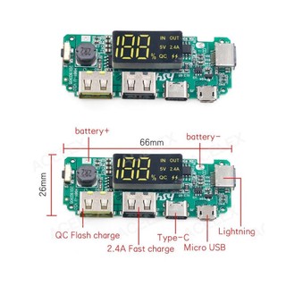 Mạch Sạc Dự Phòng QC 3.0 Có LCD Hiển Thị, Nhiều Cổng USB/Type-C, Hỗ Trợ Đa Giao Thức Sạc Nhanh Samsung/Apple/Huawei