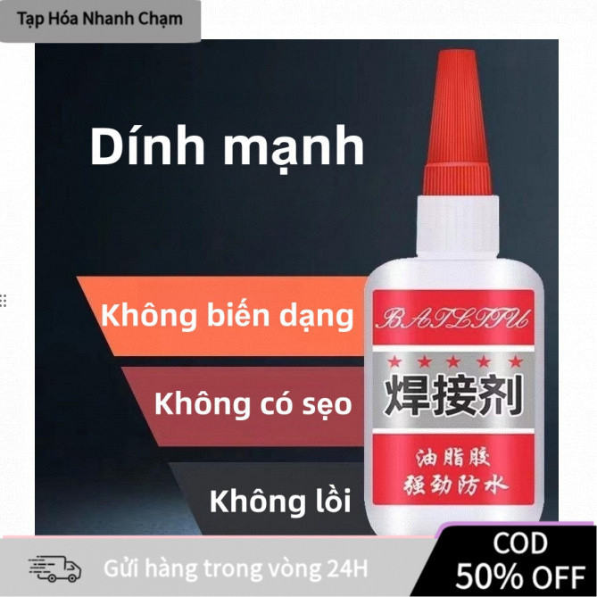 Keo Siêu Dính Đa Năng 50ml Mạnh Gấp 80 Keo 502, Dán Chắc Sắt, Đá, Nhựa, Gỗ, Ít Mùi, Không Gây Ố Bẩn, Hạn Sử Dụng 18 Thán