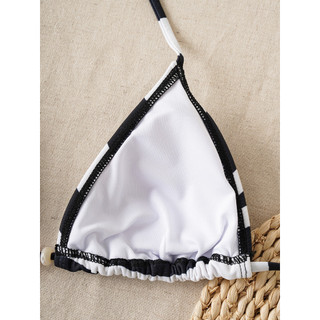 Nữ Swsimtui Đen Trắng Bóng Dây Hai Mảnh Bikini Đồ Bơi