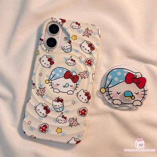 Ốp Lưng Cho Iphone 17 16 14 12 15 11 13 Pro Max Air 16 15 14 Plus 7Plus XR XS X Max Ngủ Hoạt Hình Dễ Thương HelloKitty Bowknot Sóng Sang Trọng Sạc Từ Tính Bìa Mềm