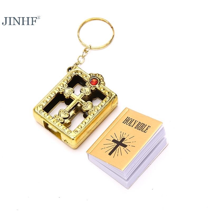 JINHF Sách Kinh Thánh Móc Khóa Trang Sức Deco Quà Tặng Chìa Khóa Mặt Dây Chuyền Thánh Giá Mặt Dây Chuyền HOT