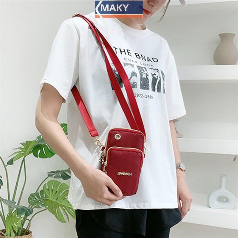 Onetimingcool Chống Thấm Nước Nylon Nữ Đeo Ngang Điện Thoại Túi Đeo Vai Túi Nhỏ Ví Thắt Lưng VN