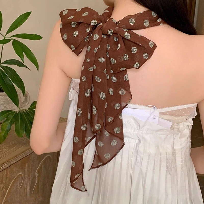 Khăn Quàng Cổ Lụa Chấm Bi Cổ Điển - Phù Hợp Thời Trang Nữ