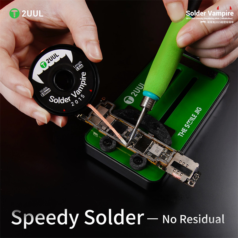2UUL DW16 2015 Siêu Cao Mật Độ Hàn Ma Cà Rồng Desoldering Braid Wick Gói Riêng Biệt Cho Bo Mạch Chủ PCB BGA Hàn Dụng Cụ