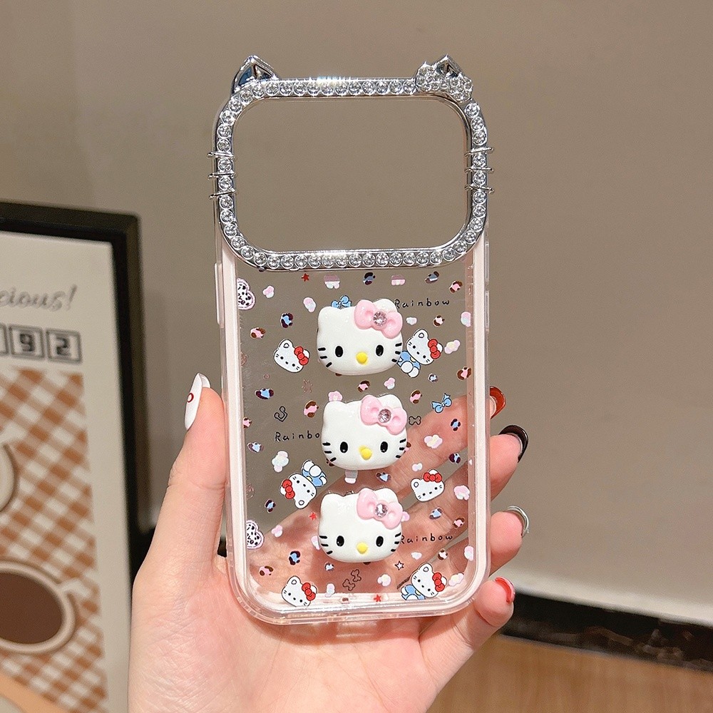 Ốp điện thoại 2 ni 1 3D Cat Frame cho iPhone 17 Pro Max 17 Air 16 15 14 13 Vỏ bảo vệ chống sốc
