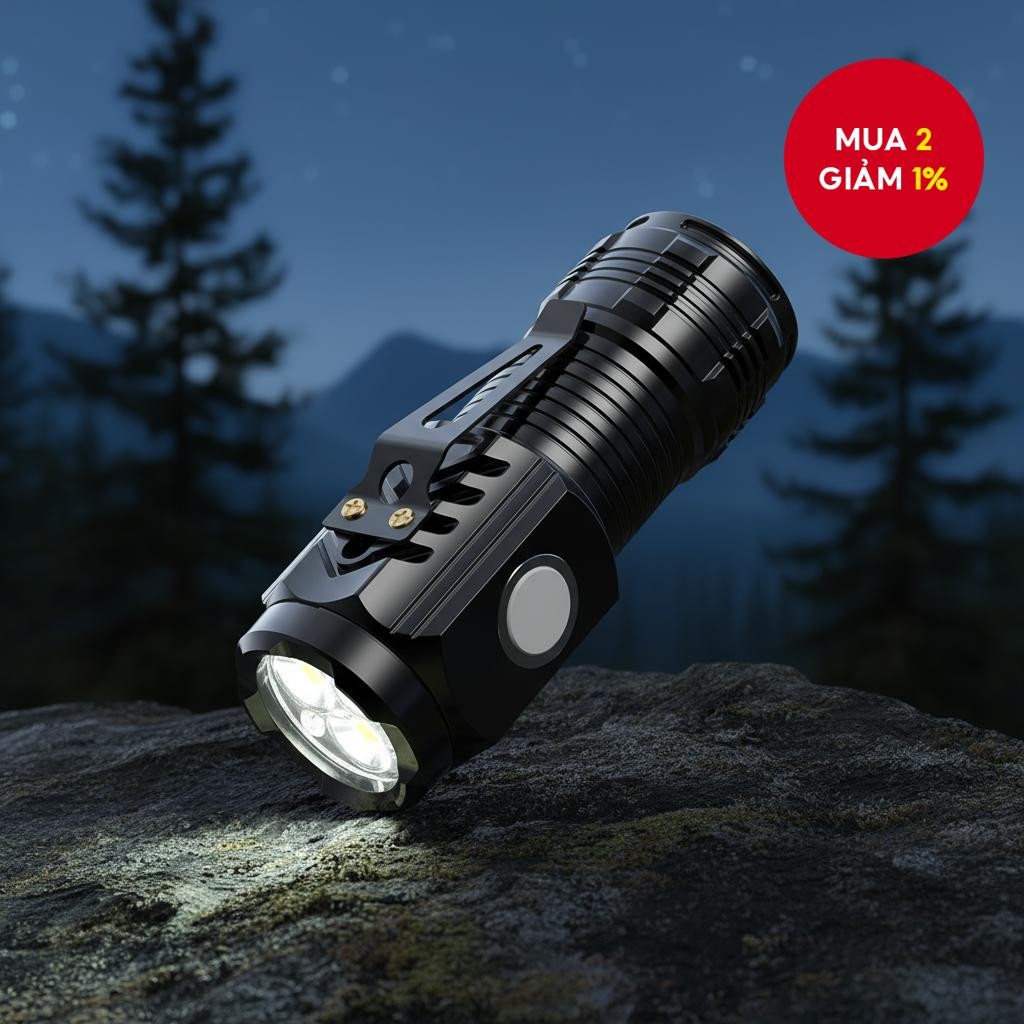 1 Đèn LED Mini Cắm Trại, Có Thể Sạc Lại, Chống Nước, Sạc USB Type-C, 3 Chế Độ Sáng. AMIZIN