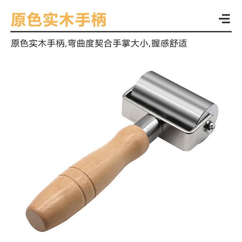 Tay Cầm Bằng Gỗ Chắc Chắn Báo Chí Cạnh Phẳng Báo Chí Con Lăn Cạnh Đường Ống Thiết Bị Da Con Lăn Lắp Áp Lực Bánh Xe DIY Da ESLO