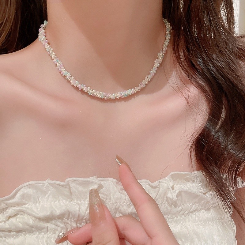 Hạt gạo màu Dopamine làm vòng cổ thời trang, ngọt ngào và không gây dị ứng, dành cho nữ