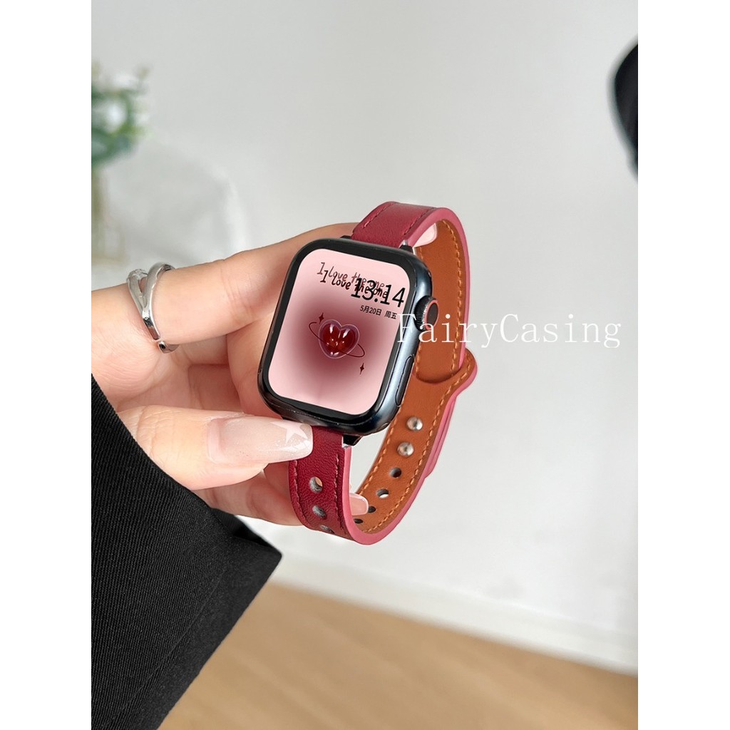 Dây Da Mỏng Cho Apple Watch S10 Ultra3 46mm 49mm 42 44 45mm 40 / 41mm Vòng Tay Cho iWatch Series 11 9 8 7 SE 6 5 S11 Band