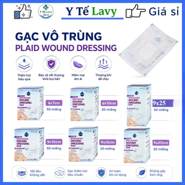 1 miếng lẻ Băng keo y tế có gạc vô trùng, Gạc vô trùng Plaid 6x7cm, 6x10cm, 9x10cm,9x15cm, 9x20cm, 9x25cm Y TẾ LAVY