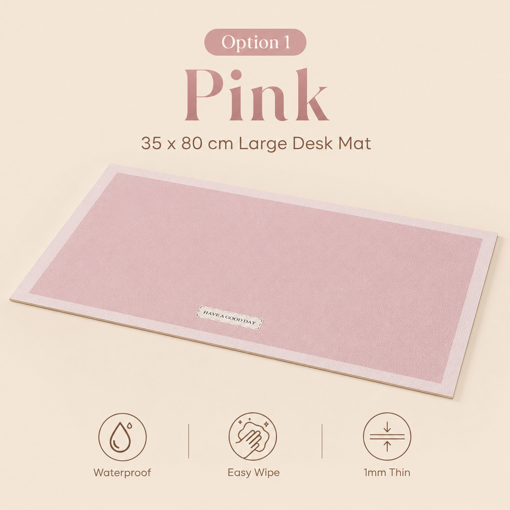 Thảm Lót Bàn Màu Trơn Hàn Quốc 35x80cm Chống Nước Dễ Lau Da PVC Lót Chuột Lớn Cho Bàn Học Văn Phòng Ký Túc
