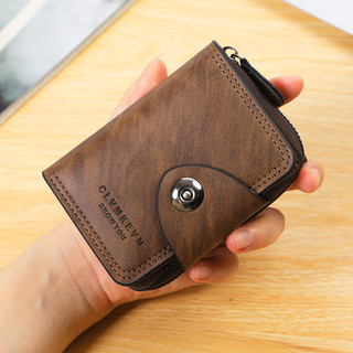 Nam Vintage Ngắn Bifold Ví Thẻ Tín Dụng ID Lưu Trữ Dung Tích Lớn Dây Kéo Đồng Xu Ví Tiền Mặt