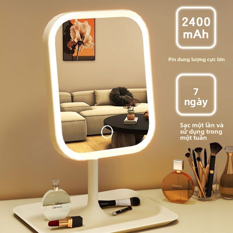 Gương trang điểm để bàn có đèn LED - Gương Mini nhỏ gọn phong cách Hàn Quốc cho phòng ngủ học sinh
