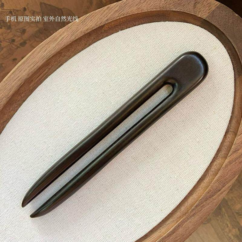 WHX-Áo Tóc Gỗ Đàn Hương Đỏ Xác Thực Kẹp Tóc Hình Chữ U Cây Mun Phong Cách Cổ Điển