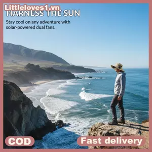 Littleloves1 Nam Mùa Hè Qui Khô Buet Mũ Có Vành Cực Lớn Quạt Chạy Bằng Năng Lượng Mặt Trời Cho Mặt Trời Thư Giãn Ngoài Trời VN