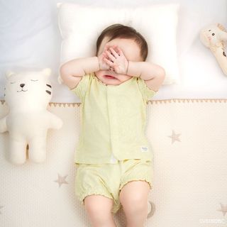 Bubaby SVS1302BC Bộ cộc tay Signature - N bèo cổ bé gái, bộ đồ bé gái | Quần áo cao cấp mềm mịn | SS26.T6 .2