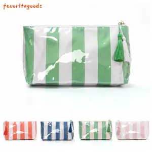 Túi đựng mỹ phẩm FAVORITEGOODS, Túi lưu trữ Polyester PVC, Họa tiết sọc hợp thời trang Túi trang điểm màu Dopamine dung tích lớn Du lịch
