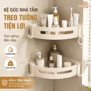 kệ góc nhà tắm treo tường không khoan nhôm chống gỉ 2 tầng chịu lực đựng dầu gội sữa tắm