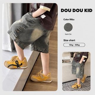 [ JD3KHUY - DOUDOUKID] Quần Shorts Jean Trẻ Em Thiết Kế Thời Trang Phong Cách Hiện Đại Cho Bé Trai 16-50kg