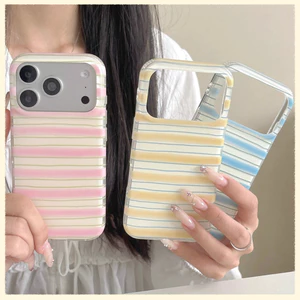 Ốp Cho iPhone 17PM 16 Pro Max 15 14P 13 Họa Tiết Sọc Màu Sắc Tương Phản Đơn Giản IMD Craft TPU Mềm Chống Sốc Chống Trầy Xước Chống Bụi Bẩn Vỏ Điện Thoại Vỏ Bảo Vệ