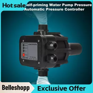 Belleshopp Belleshopp 220V Công tắc áp suất tự mồi Bộ điều khiển tự động Điều khiển điện tử Máy bơm sân vườn phản lực màu đen