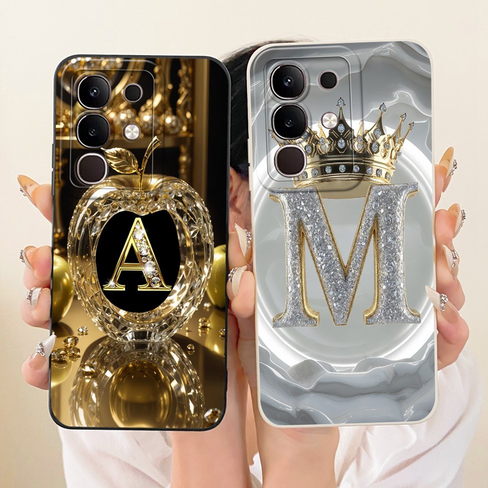 Dành Cho IQOO Z10x Ốp Lưng V2445A Chữ Sang Trọng Vương Miện Thời Trang 2D Vỏ Sơn Cho Vivo iQOO Z10x Funda