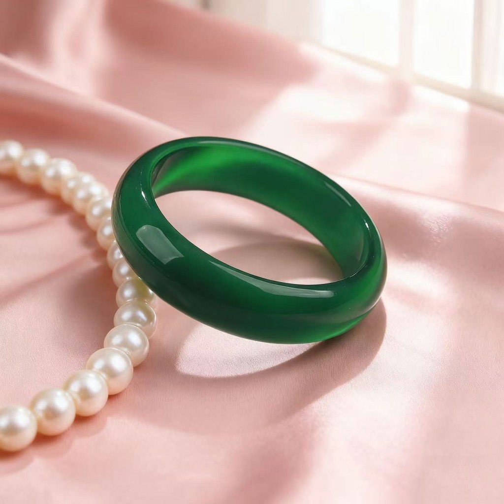 Vòng tay đá mắt mèo xanh đậm rộng 15mm