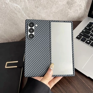 Dành Cho Điện Thoại Bằng Sợi Carbon Da Cho Samsung Galaxy Z Fold 8 7 6 5 4 3 5G Bảo Vệ Từ Tính Không Dây Sạc