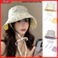Mũ xô YRBWD, Mũ chống nắng buộc dây chống nắng mùa hè, INS Retro Văn học hai mặt Mũ nữ đa năng Du lịch ngoài trời