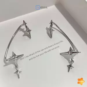 1 Cặp Thời Trang Màu Bạc Ngôi Sao Kẹp Tai Bông Tai Cho Nữ Zircon Không Xuyên Hợp Thời Trang Kẹp Tai Gothic Không Đều Bông Tai Trang Sức Mới