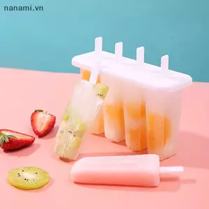 4 Cell Kem Popsicle Khuôn DIY Máy Làm Kem Tự Làm Hộp Đá Trẻ Em Mùa Hè Khuôn Kẹo Khay Đá Tiện Ích Nhà Bếp [VN]