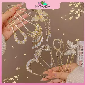 MYPANDA Phong Cách Trung Hoa Ngọc Trai sel Kẹp Tóc Phong Cách Cổ Đại Kẹp Tóc Cho Nữ Nhẹ Sang Trọng Hình Chữ U Váy Mặt Ngựa Kẹp Tóc.