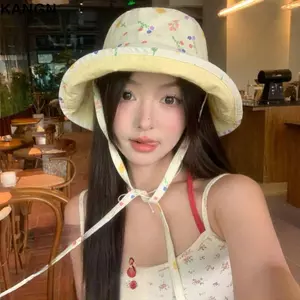 Mũ chống nắng mùa hè KANGN, Mũ xô hai mặt in hoa, Mũ chống nắng đa năng thời trang Mũ nữ du lịch ngoài trời