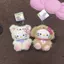 PS1 Sanrio Hello Kitty Plushie Vintage Curly Teddy Fluffy Sang Trọng Túi Búp Bê Charm SP1