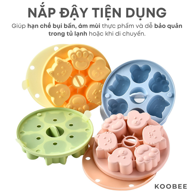 Khuôn Silicon Làm Bánh Hình Gấu Chó Mèo Có Nắp KOOBEE - Khuôn Bánh Hấp, Làm Thạch, Socola, Đá Viên Ăn Dặm | 401