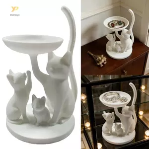 PPY Nghệ Thuật Mèo Đen Tượng Giải Pháp Bảo Quản Khay Đựng Bông Tai Và Vòng Tay Trang Trí Nhà Cửa