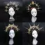 AqToCna Gothic Spiked Halo Crown Đính Hạt Dây Xích Tiara Gothic Phụ Kiện Sang Trọng Mũ Tự Làm Chất Liệu Paage AqToCna