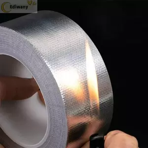 Băng keo nhôm EDIWANY, Băng keo nhôm sợi thủy tinh bạc tự dính, Ống niêm phong băng ống dẫn 10M nhiệt độ cao