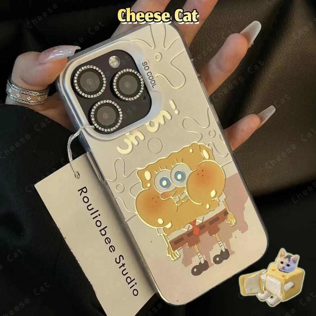 Miếng bọt biển sao biển hoạt hình dễ thương cho iPhone 13 14 15 12 11 16 17 Pro Max Xs Max XR 7 8 Plus Vỏ bảo vệ cứng