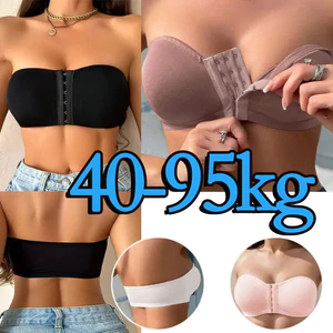 VN Ladies Plus Size Bra, Liền mạch, Loại nút trước, Loại ống Top, Dây đeo vai liền mạch, Áo ngực đệm dày, Không dây, Chống trượt, Áo ngực quây, Thoáng khí thoải mái, Quần lót quây, Size 40-95kg, MUM