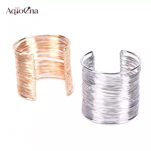 AqToCna Nữ Nhiều Lớp Dây Kim Loại Dây Mở Lắc Tay Rộng Vòng Tay Trang Sức AqToCna